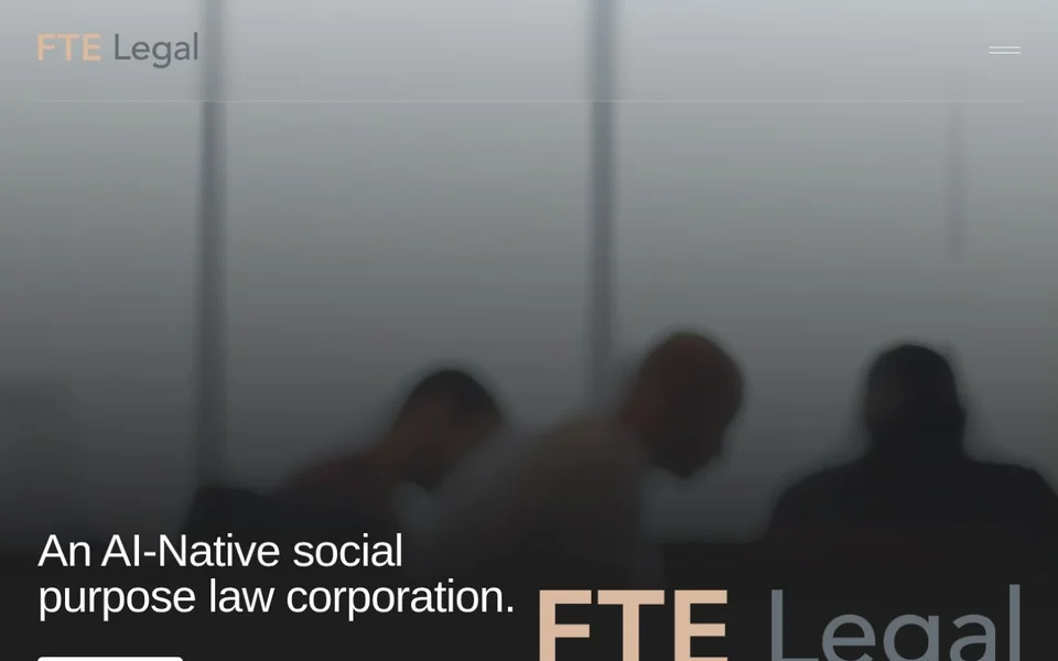 Az FTE Legal honlapjának nyitóképernyője